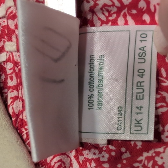 Vintage 90s Laura Ashley Red Floral Drop Waist Sailor Dress Size 10 - Picture 9 of 12